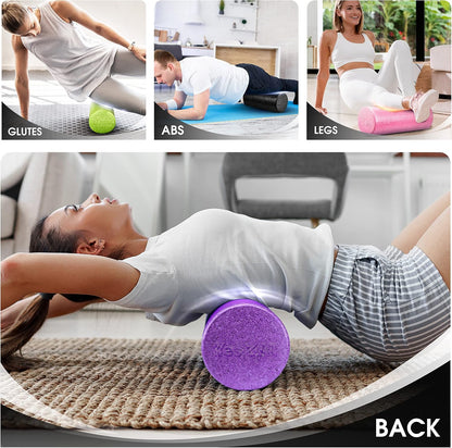 High Density Foam Roller for Back, Variety of Sizes & Colors for Yoga, Pilates - Blue Speckled - 18 Inches