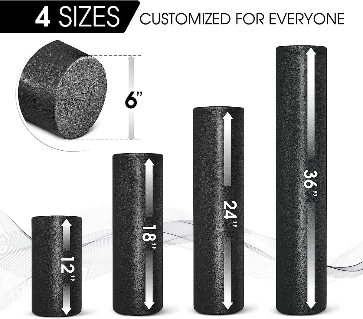 High Density Foam Roller for Back, Variety of Sizes & Colors for Yoga, Pilates - Blue Speckled - 18 Inches