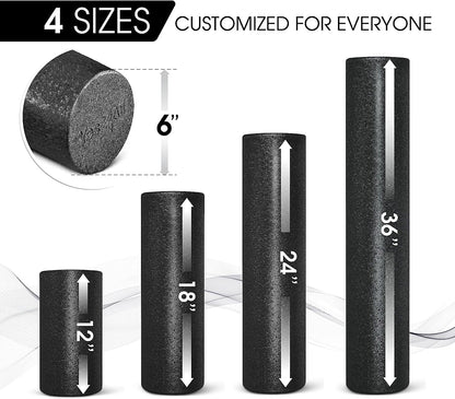 High Density Foam Roller for Back, Variety of Sizes & Colors for Yoga, Pilates - Blue Speckled - 18 Inches
