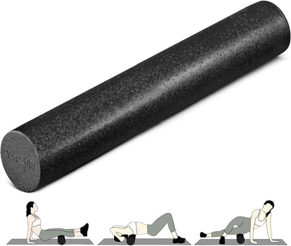 High Density Foam Roller for Back, Variety of Sizes & Colors for Yoga, Pilates - Blue Speckled - 18 Inches
