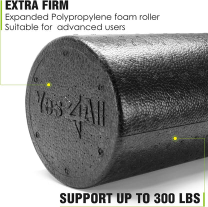 High Density Foam Roller for Back, Variety of Sizes & Colors for Yoga, Pilates - Blue Speckled - 18 Inches