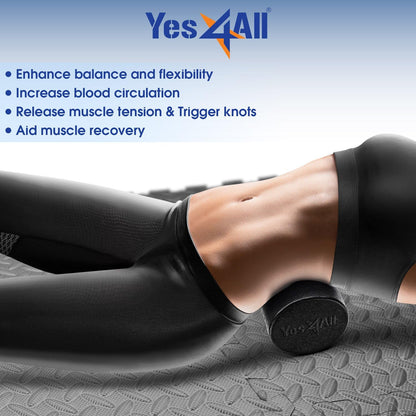 High Density Foam Roller for Back, Variety of Sizes & Colors for Yoga, Pilates - Blue Speckled - 18 Inches