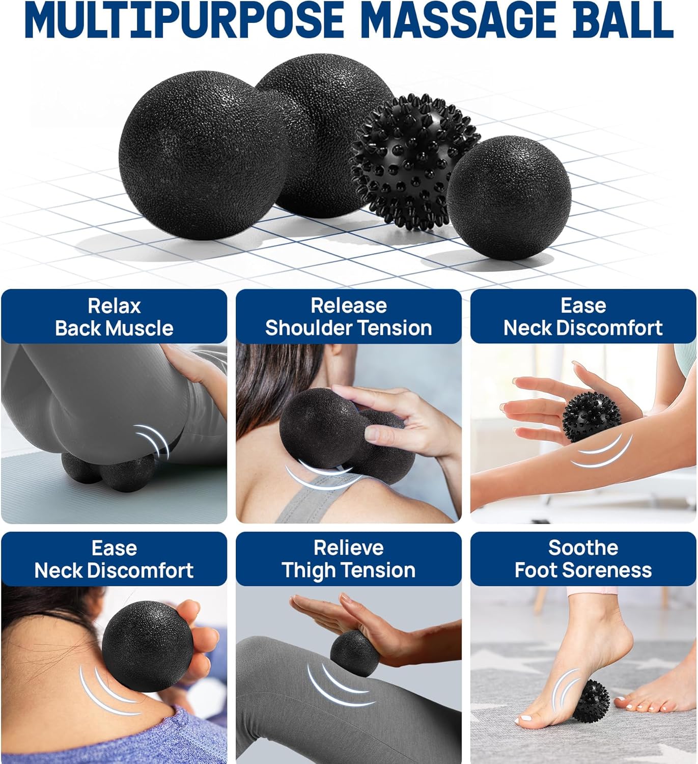 High Density Foam Roller for Back, Variety of Sizes & Colors for Yoga, Pilates - Blue Speckled - 18 Inches
