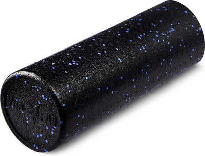 High Density Foam Roller for Back, Variety of Sizes & Colors for Yoga, Pilates - Blue Speckled - 18 Inches