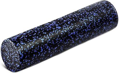 High Density Foam Roller for Back, Variety of Sizes & Colors for Yoga, Pilates - Blue Speckled - 18 Inches