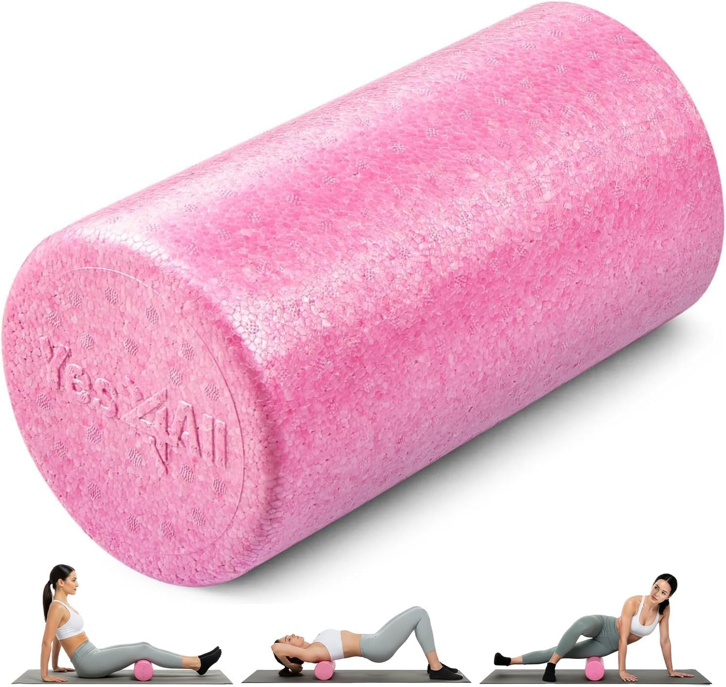 High Density Foam Roller for Back, Variety of Sizes & Colors for Yoga, Pilates - Blue Speckled - 18 Inches