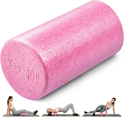 High Density Foam Roller for Back, Variety of Sizes & Colors for Yoga, Pilates - Blue Speckled - 18 Inches