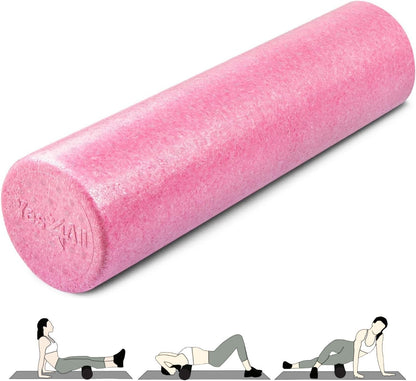 High Density Foam Roller for Back, Variety of Sizes & Colors for Yoga, Pilates - Blue Speckled - 18 Inches