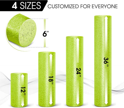 High Density Foam Roller for Back, Variety of Sizes & Colors for Yoga, Pilates - Blue Speckled - 18 Inches