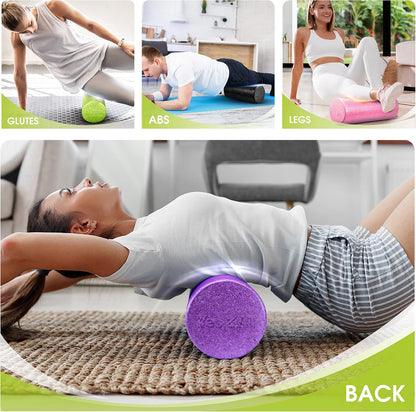 High Density Foam Roller for Back, Variety of Sizes & Colors for Yoga, Pilates - Blue Speckled - 18 Inches