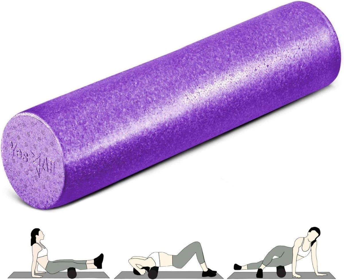 High Density Foam Roller for Back, Variety of Sizes & Colors for Yoga, Pilates - Blue Speckled - 18 Inches