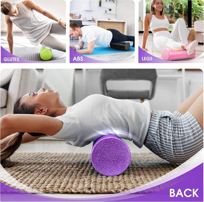 High Density Foam Roller for Back, Variety of Sizes & Colors for Yoga, Pilates - Blue Speckled - 18 Inches