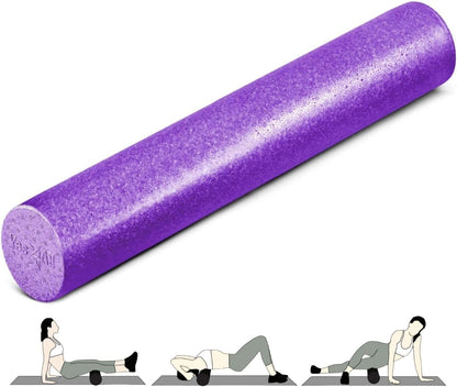High Density Foam Roller for Back, Variety of Sizes & Colors for Yoga, Pilates - Blue Speckled - 18 Inches