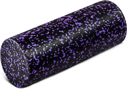 High Density Foam Roller for Back, Variety of Sizes & Colors for Yoga, Pilates - Blue Speckled - 18 Inches