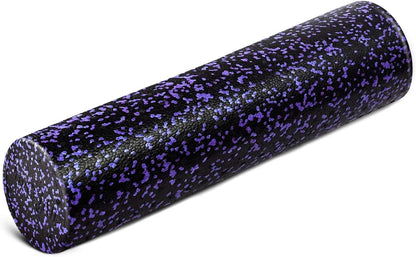 High Density Foam Roller for Back, Variety of Sizes & Colors for Yoga, Pilates - Blue Speckled - 18 Inches