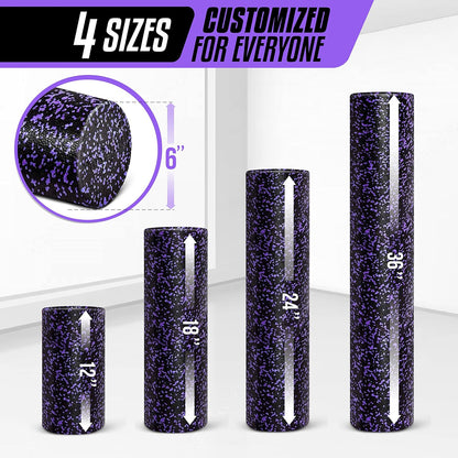 High Density Foam Roller for Back, Variety of Sizes & Colors for Yoga, Pilates - Blue Speckled - 18 Inches
