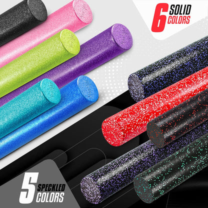 High Density Foam Roller for Back, Variety of Sizes & Colors for Yoga, Pilates - Blue Speckled - 18 Inches