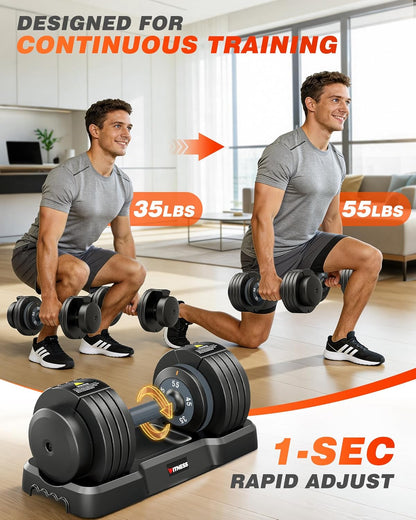 Adjustable Dumbbells Set of 2, 1 Hand Adjustable Weights Dumbbell Set and Workout Bench, 25/55/80lb Pair Weight Set For Home Gym Suit both Men and Women, Compact for Small Space Apartment Room
