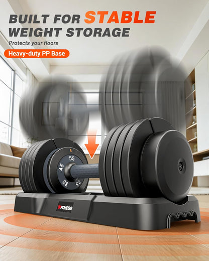 Adjustable Dumbbells Set of 2, 1 Hand Adjustable Weights Dumbbell Set and Workout Bench, 25/55/80lb Pair Weight Set For Home Gym Suit both Men and Women, Compact for Small Space Apartment Room