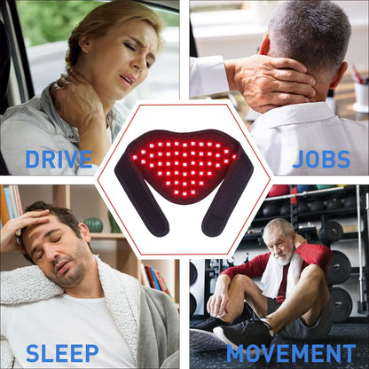 Infrared & Red Light Therapy for Neck Pain Relief, Wearable Neck Light Therapy Wrap Pad for Joint Pain, 850NM Infrared LED Therapy Home Use Device Suitable for Neck Knee Wrist