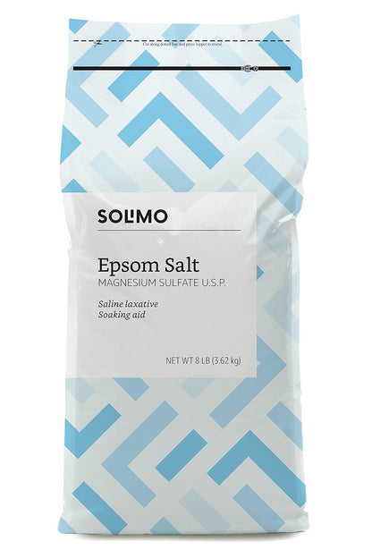 Epsom Salt Soak, Magnesium Sulfate USP, Relaxing Bath Soaking Aid, Unscented, 8 Pound, Pack of 3, Resealable Bags