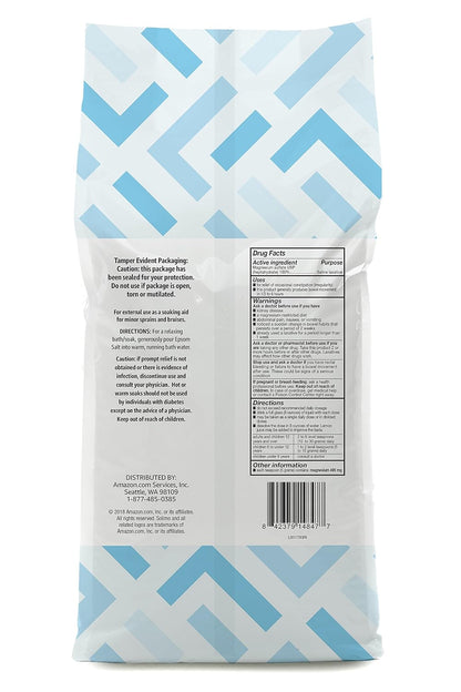Epsom Salt Soak, Magnesium Sulfate USP, Relaxing Bath Soaking Aid, Unscented, 8 Pound, Pack of 3, Resealable Bags