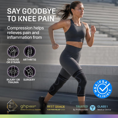 2 Pack Knee Brace for Women - Knee Support for Walking, Knee Compression Sleeves for Pain Relief, Knee Sleeves for Women, Knee Brace for Sports, Workouts & Arthritis