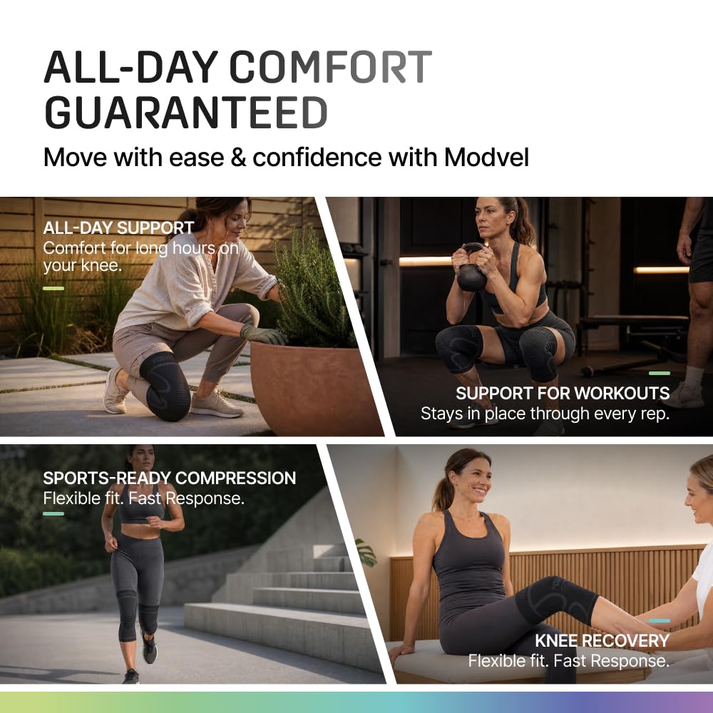 2 Pack Knee Brace for Women - Knee Support for Walking, Knee Compression Sleeves for Pain Relief, Knee Sleeves for Women, Knee Brace for Sports, Workouts & Arthritis
