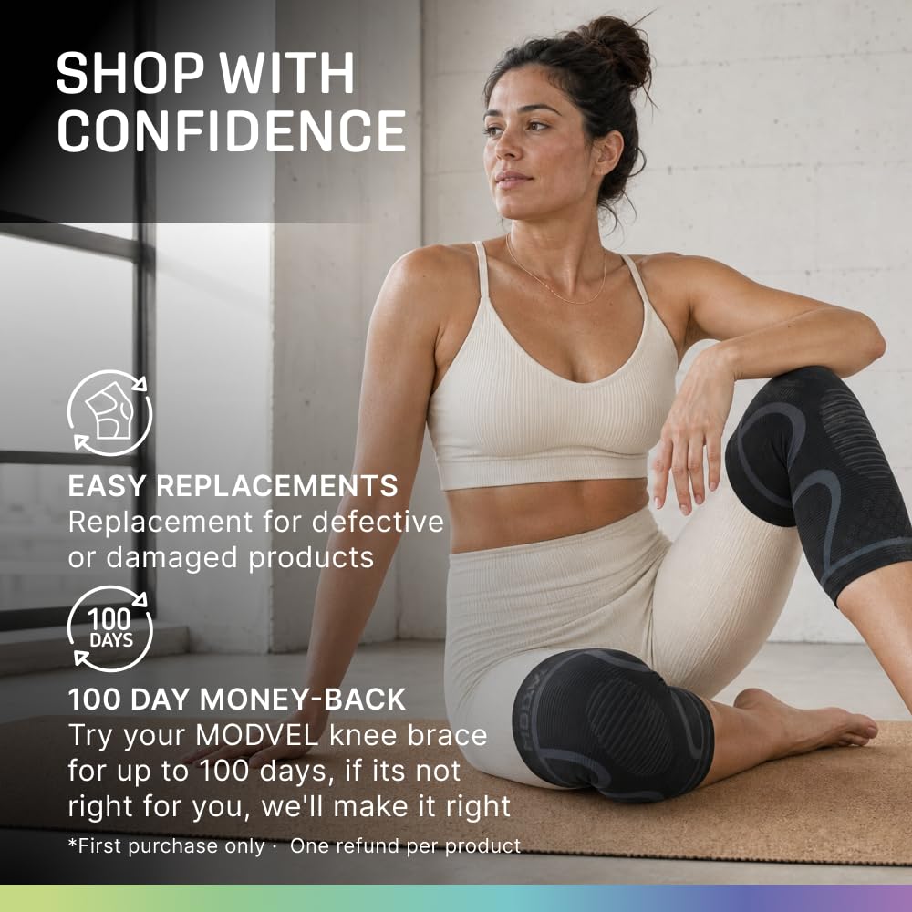 2 Pack Knee Brace for Women - Knee Support for Walking, Knee Compression Sleeves for Pain Relief, Knee Sleeves for Women, Knee Brace for Sports, Workouts & Arthritis