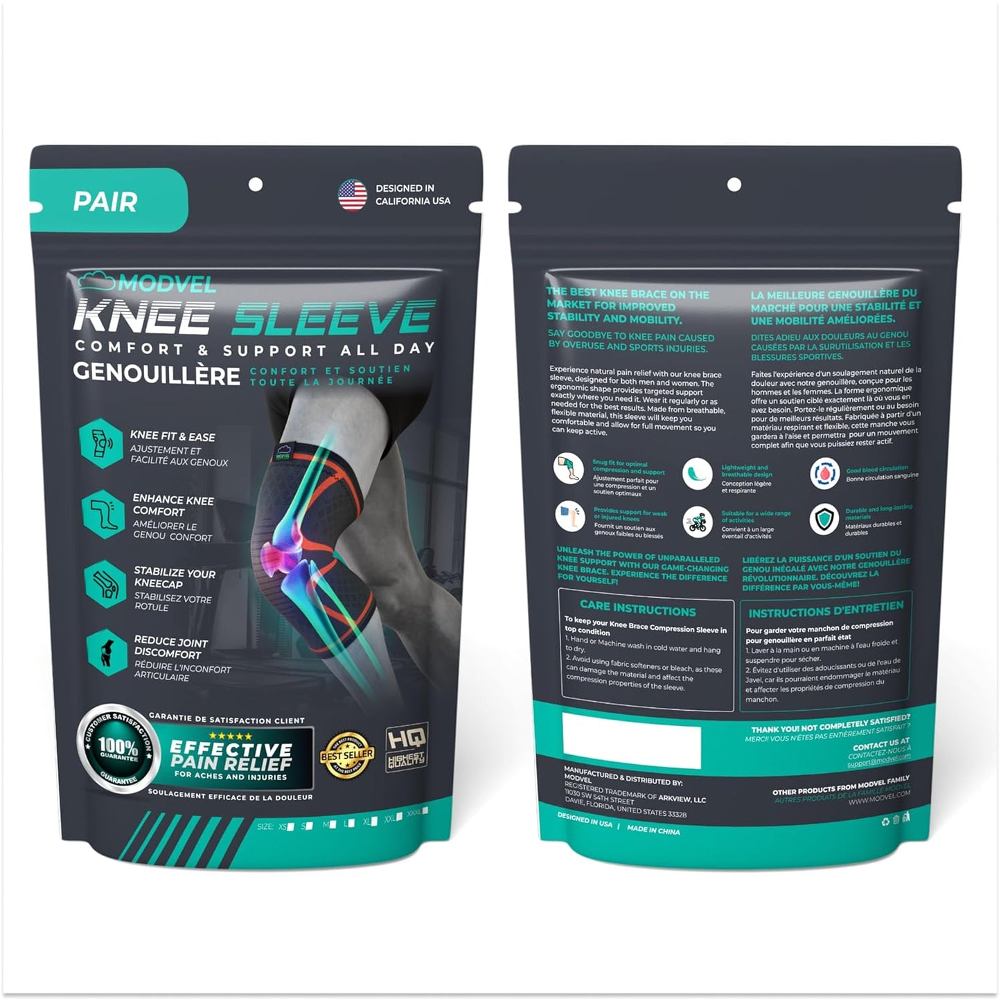 2 Pack Knee Brace for Women - Knee Support for Walking, Knee Compression Sleeves for Pain Relief, Knee Sleeves for Women, Knee Brace for Sports, Workouts & Arthritis