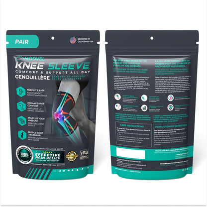 2 Pack Knee Brace for Women - Knee Support for Walking, Knee Compression Sleeves for Pain Relief, Knee Sleeves for Women, Knee Brace for Sports, Workouts & Arthritis