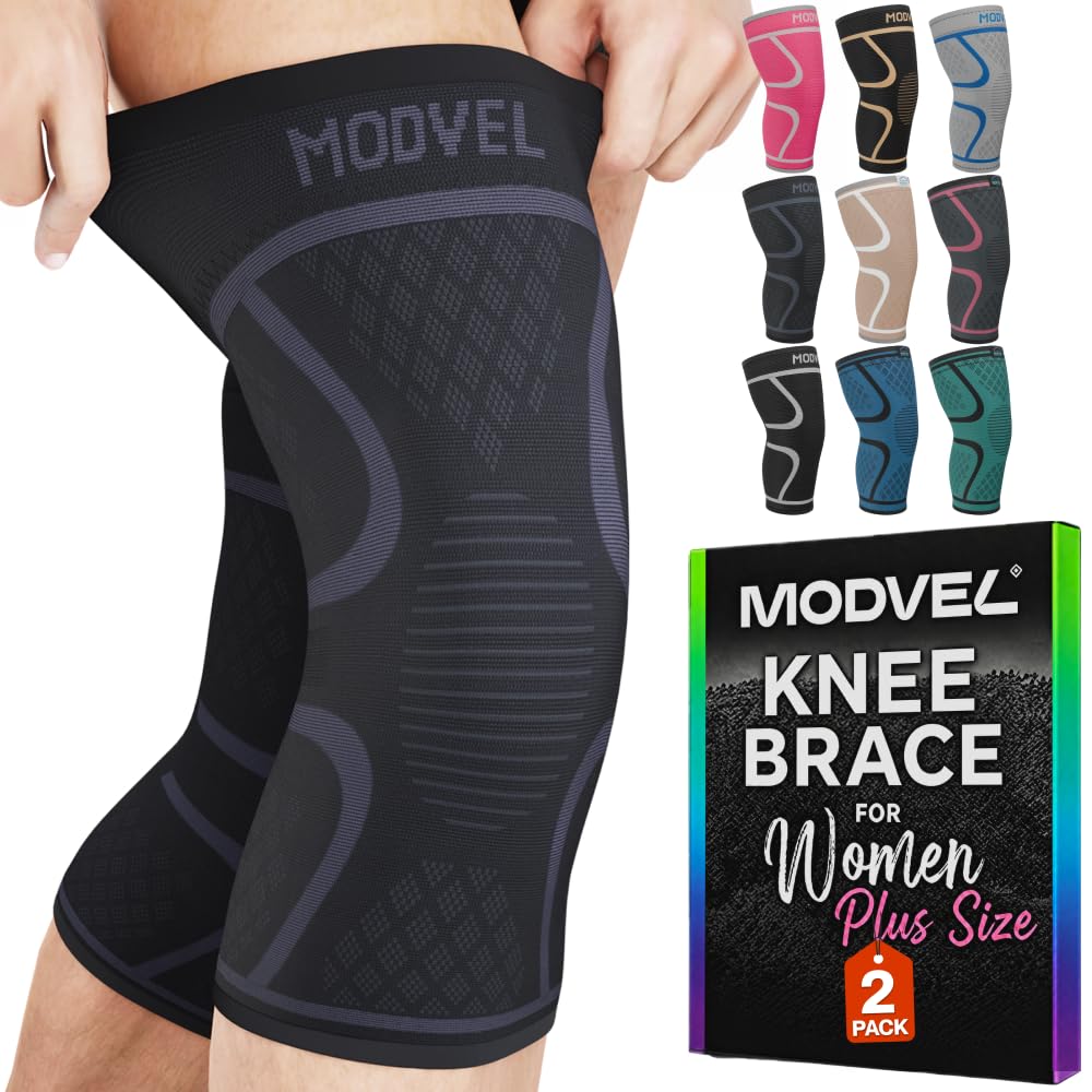 2 Pack Knee Brace for Women - Knee Support for Walking, Knee Compression Sleeves for Pain Relief, Knee Sleeves for Women, Knee Brace for Sports, Workouts & Arthritis