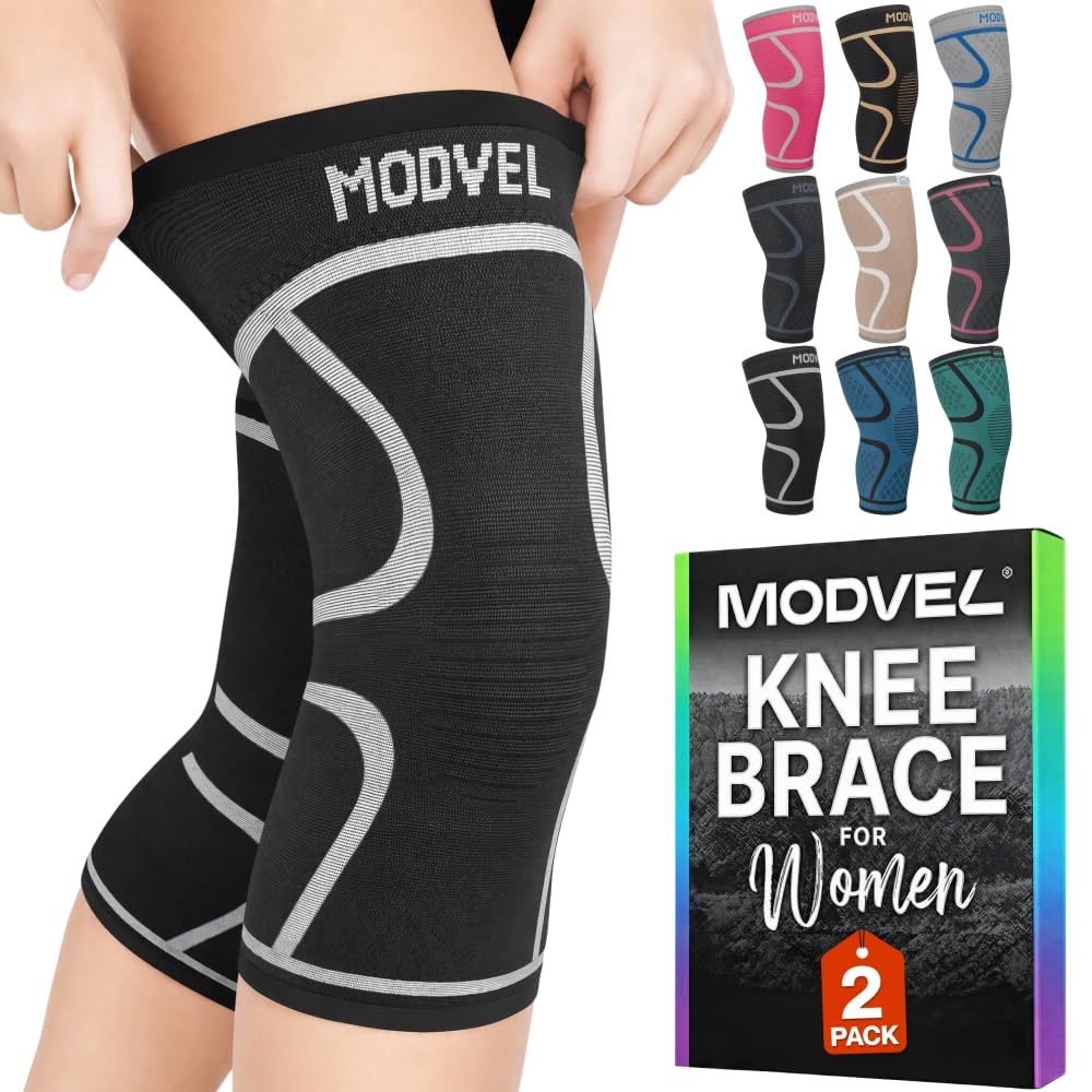 2 Pack Knee Brace for Women - Knee Support for Walking, Knee Compression Sleeves for Pain Relief, Knee Sleeves for Women, Knee Brace for Sports, Workouts & Arthritis