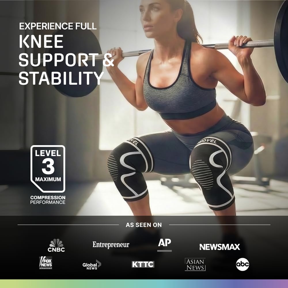 2 Pack Knee Brace for Women - Knee Support for Walking, Knee Compression Sleeves for Pain Relief, Knee Sleeves for Women, Knee Brace for Sports, Workouts & Arthritis