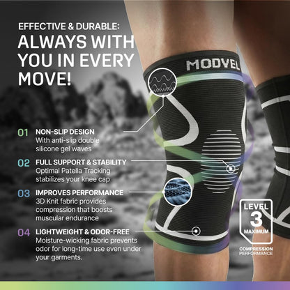 2 Pack Knee Brace for Women - Knee Support for Walking, Knee Compression Sleeves for Pain Relief, Knee Sleeves for Women, Knee Brace for Sports, Workouts & Arthritis