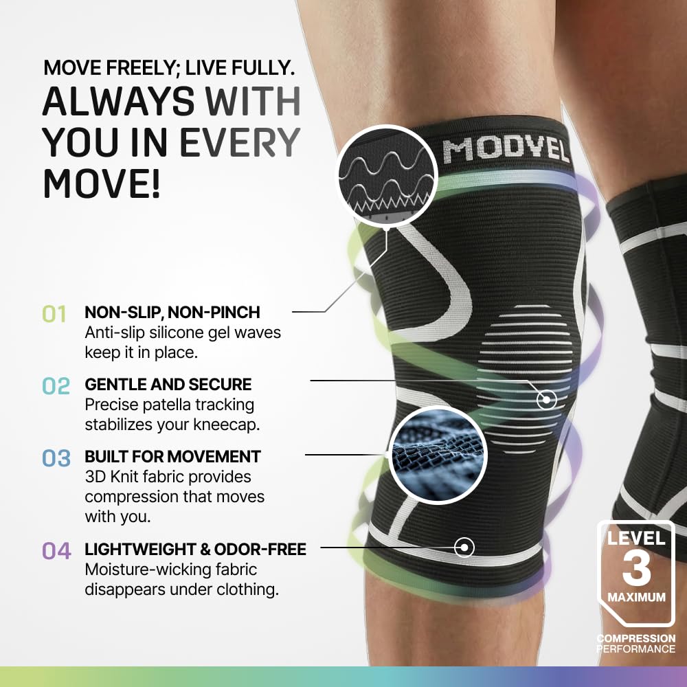 2 Pack Knee Brace for Women - Knee Support for Walking, Knee Compression Sleeves for Pain Relief, Knee Sleeves for Women, Knee Brace for Sports, Workouts & Arthritis