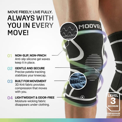 2 Pack Knee Brace for Women - Knee Support for Walking, Knee Compression Sleeves for Pain Relief, Knee Sleeves for Women, Knee Brace for Sports, Workouts & Arthritis