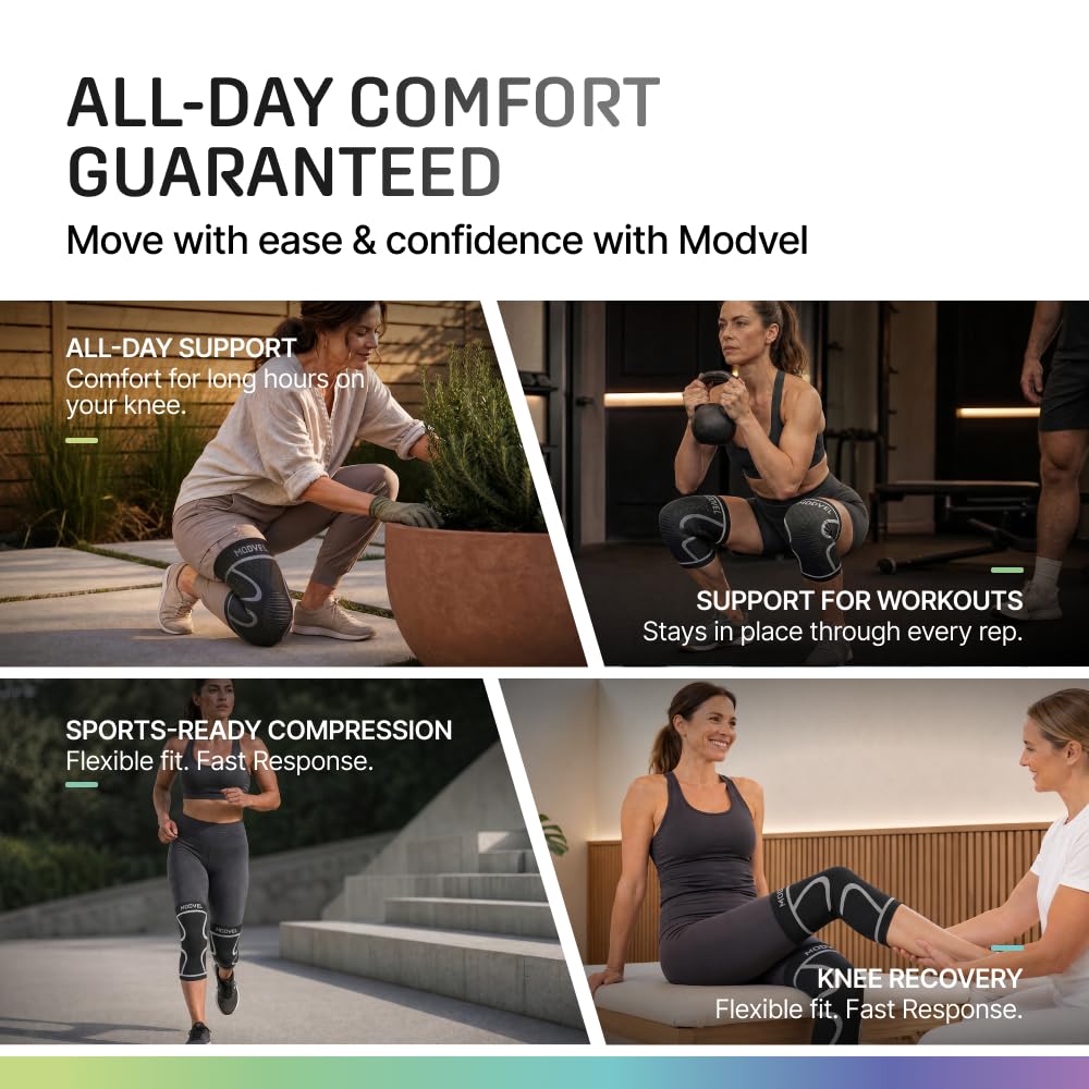 2 Pack Knee Brace for Women - Knee Support for Walking, Knee Compression Sleeves for Pain Relief, Knee Sleeves for Women, Knee Brace for Sports, Workouts & Arthritis
