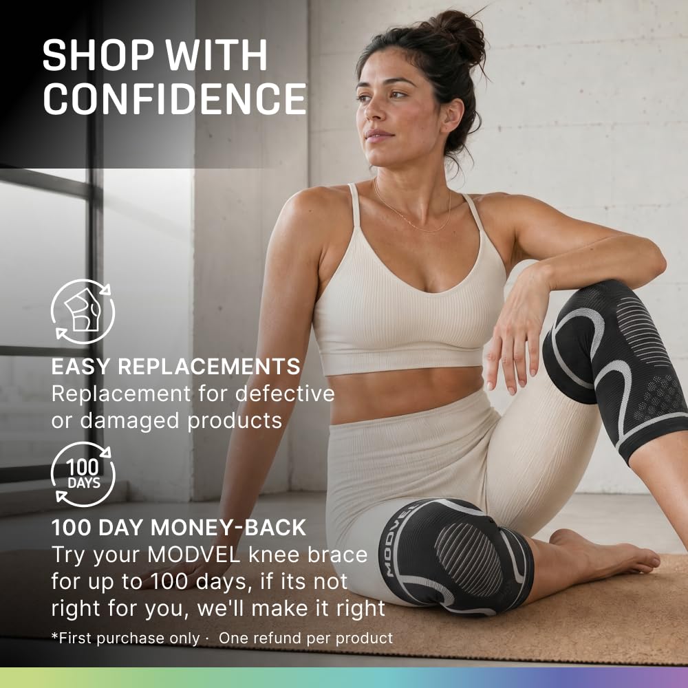 2 Pack Knee Brace for Women - Knee Support for Walking, Knee Compression Sleeves for Pain Relief, Knee Sleeves for Women, Knee Brace for Sports, Workouts & Arthritis