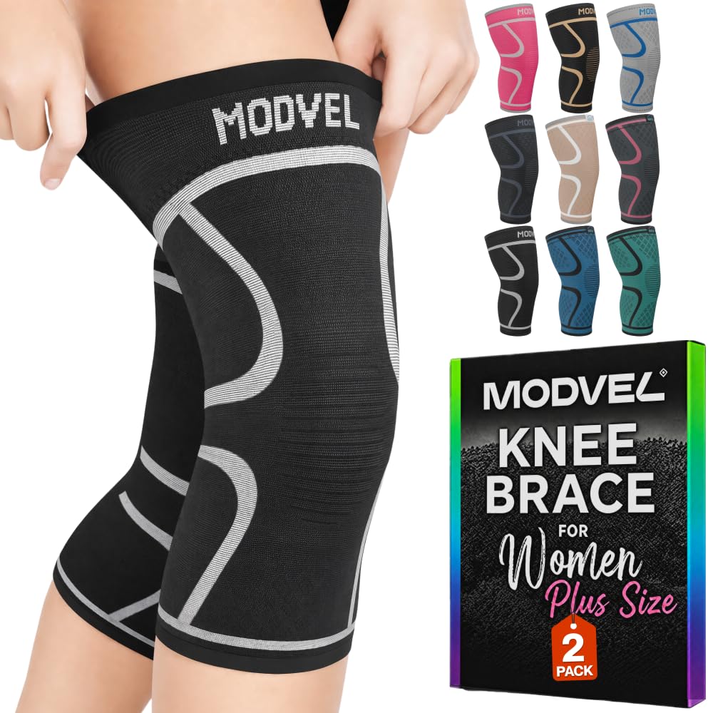 2 Pack Knee Brace for Women - Knee Support for Walking, Knee Compression Sleeves for Pain Relief, Knee Sleeves for Women, Knee Brace for Sports, Workouts & Arthritis
