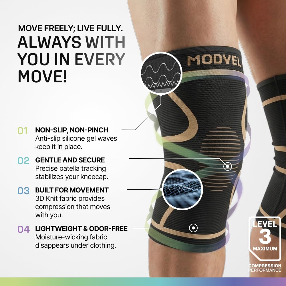 2 Pack Knee Brace for Women - Knee Support for Walking, Knee Compression Sleeves for Pain Relief, Knee Sleeves for Women, Knee Brace for Sports, Workouts & Arthritis