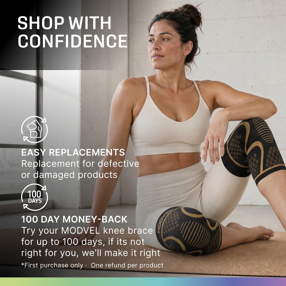 2 Pack Knee Brace for Women - Knee Support for Walking, Knee Compression Sleeves for Pain Relief, Knee Sleeves for Women, Knee Brace for Sports, Workouts & Arthritis