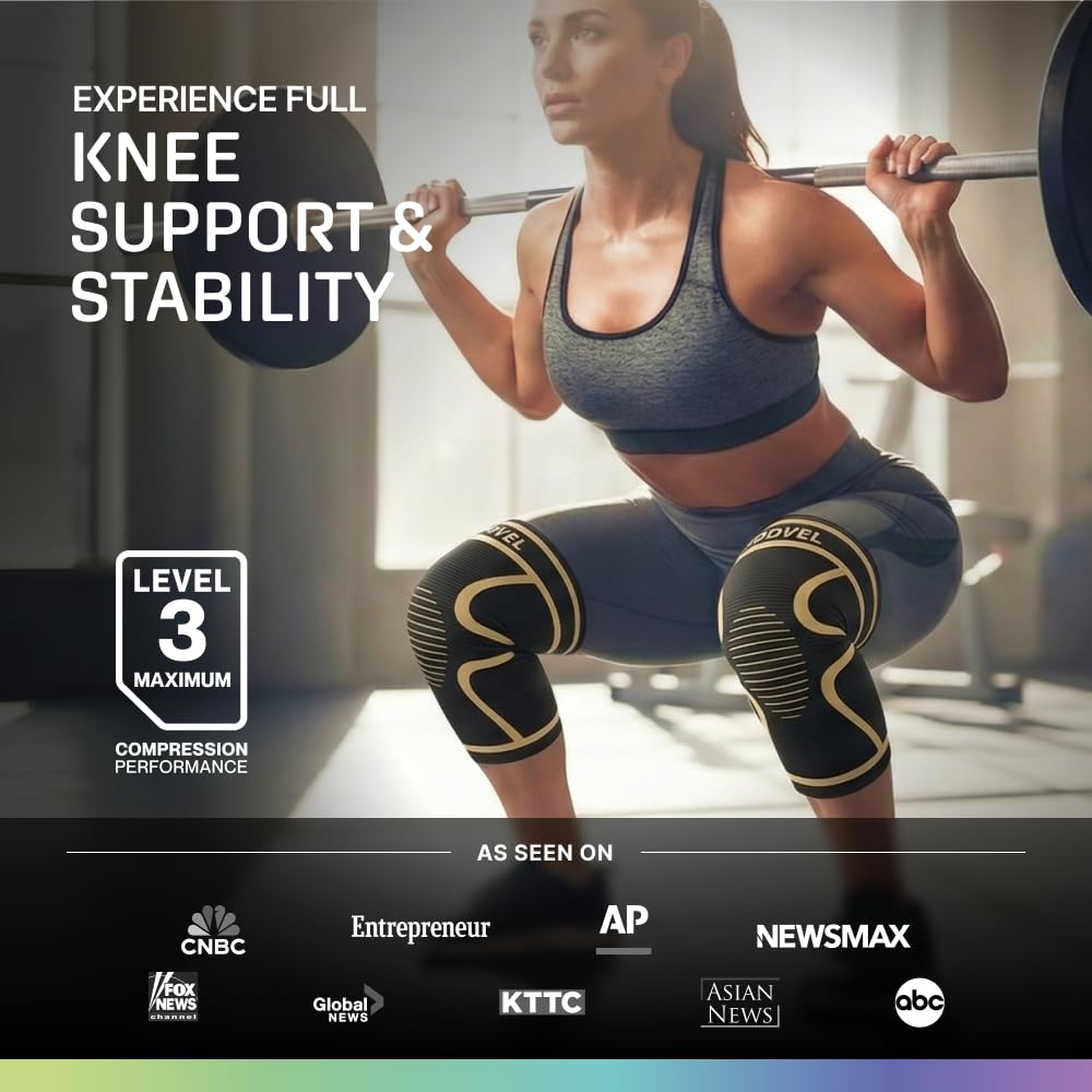 2 Pack Knee Brace for Women - Knee Support for Walking, Knee Compression Sleeves for Pain Relief, Knee Sleeves for Women, Knee Brace for Sports, Workouts & Arthritis