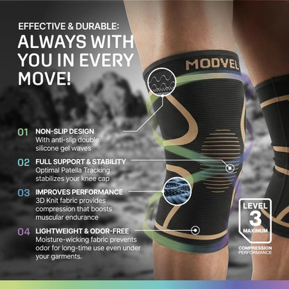 2 Pack Knee Brace for Women - Knee Support for Walking, Knee Compression Sleeves for Pain Relief, Knee Sleeves for Women, Knee Brace for Sports, Workouts & Arthritis