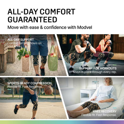 2 Pack Knee Brace for Women - Knee Support for Walking, Knee Compression Sleeves for Pain Relief, Knee Sleeves for Women, Knee Brace for Sports, Workouts & Arthritis