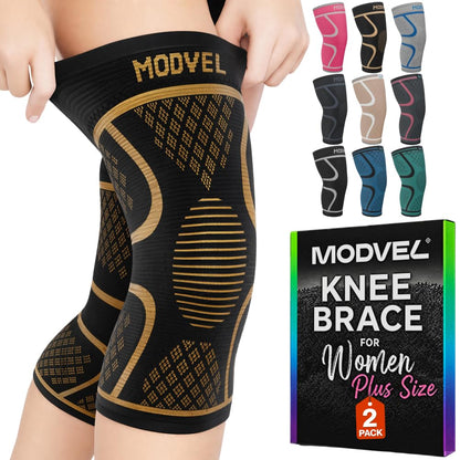 2 Pack Knee Brace for Women - Knee Support for Walking, Knee Compression Sleeves for Pain Relief, Knee Sleeves for Women, Knee Brace for Sports, Workouts & Arthritis