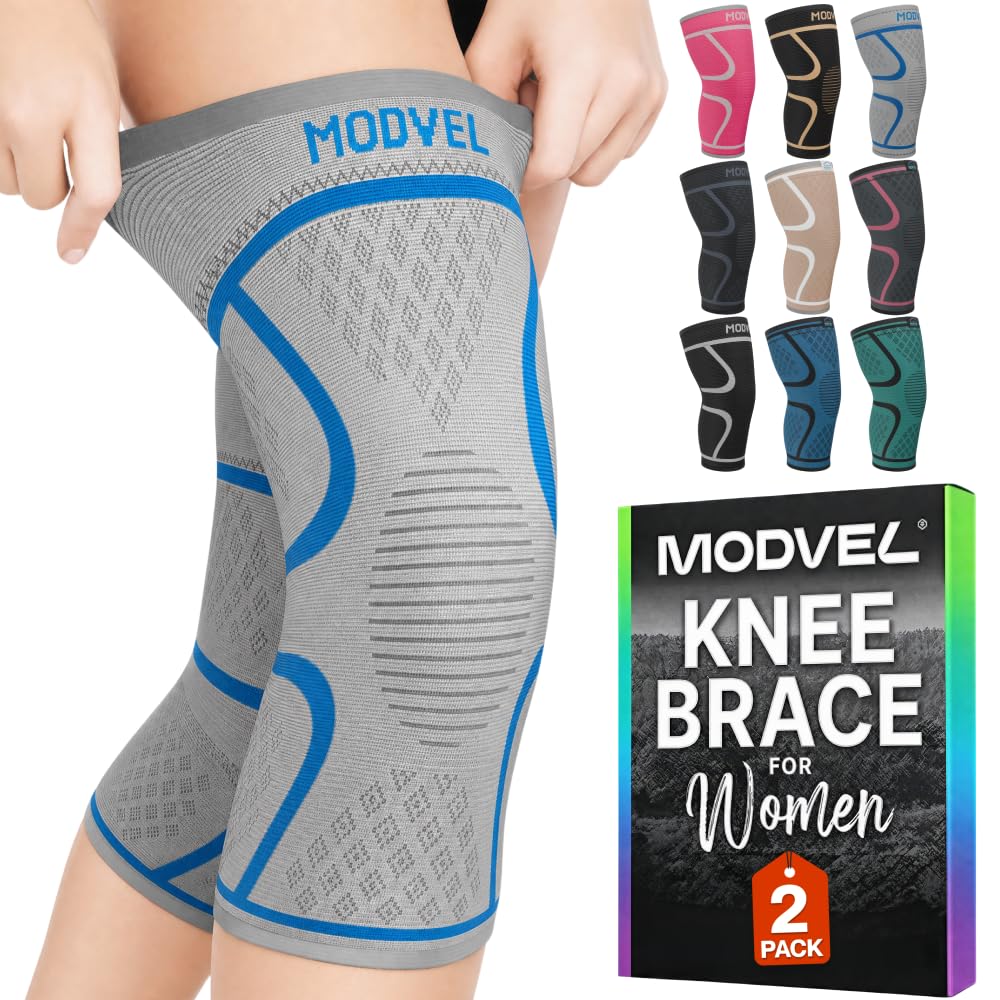 2 Pack Knee Brace for Women - Knee Support for Walking, Knee Compression Sleeves for Pain Relief, Knee Sleeves for Women, Knee Brace for Sports, Workouts & Arthritis