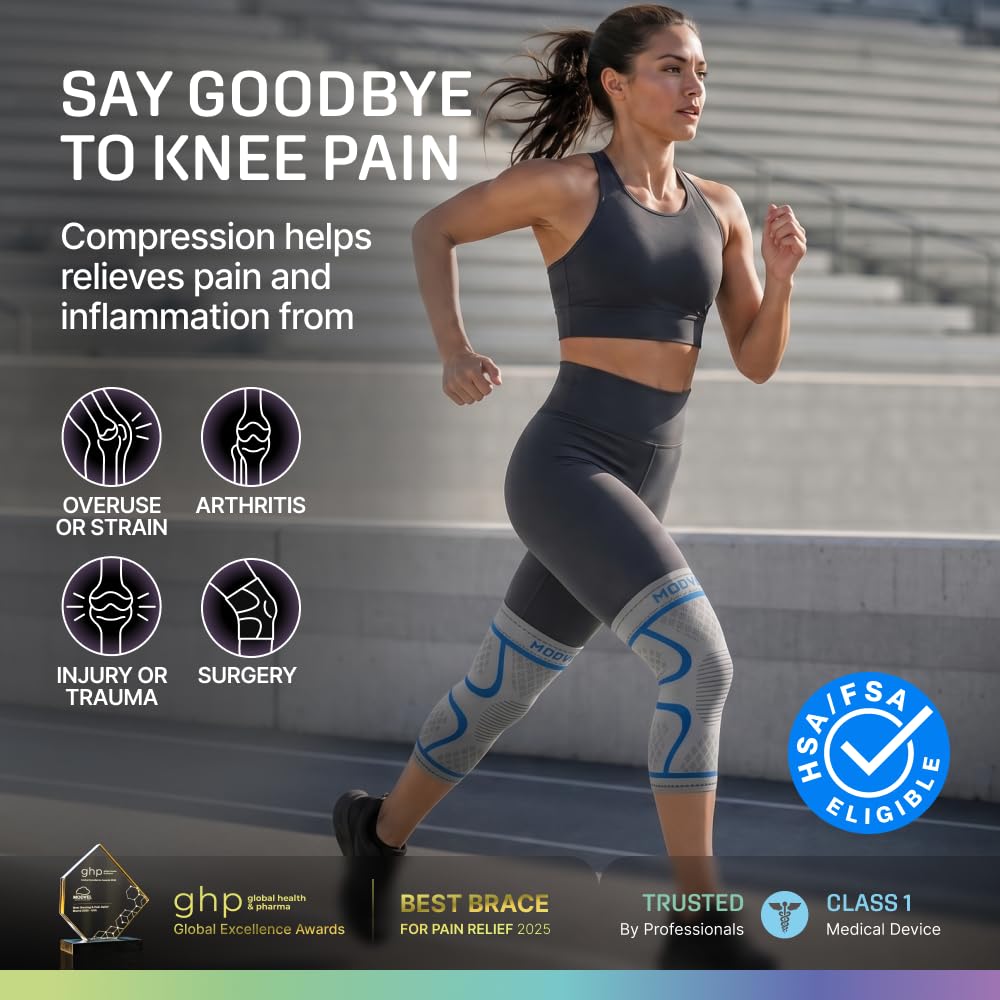 2 Pack Knee Brace for Women - Knee Support for Walking, Knee Compression Sleeves for Pain Relief, Knee Sleeves for Women, Knee Brace for Sports, Workouts & Arthritis
