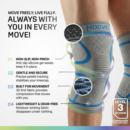 2 Pack Knee Brace for Women - Knee Support for Walking, Knee Compression Sleeves for Pain Relief, Knee Sleeves for Women, Knee Brace for Sports, Workouts & Arthritis
