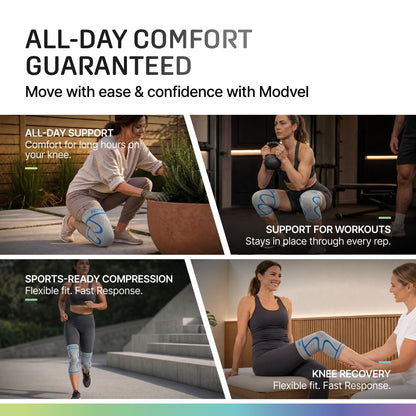 2 Pack Knee Brace for Women - Knee Support for Walking, Knee Compression Sleeves for Pain Relief, Knee Sleeves for Women, Knee Brace for Sports, Workouts & Arthritis